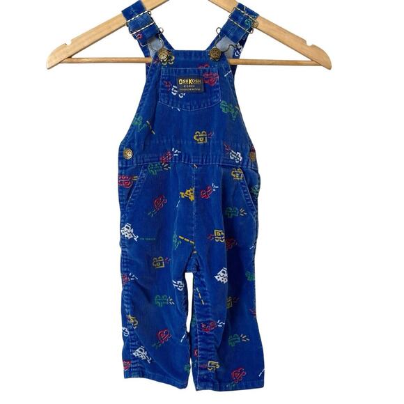 Vintage OSHKOSH B' GOSH Corduroy Overalls Car Truck Bulldozer Print USA,18 Month - Picture 13 of 13